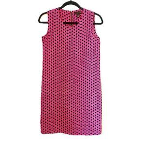 Adrienne Vittadini Sleeveless Shift Mini Dress Pink Black Chain Link Print Sz 2